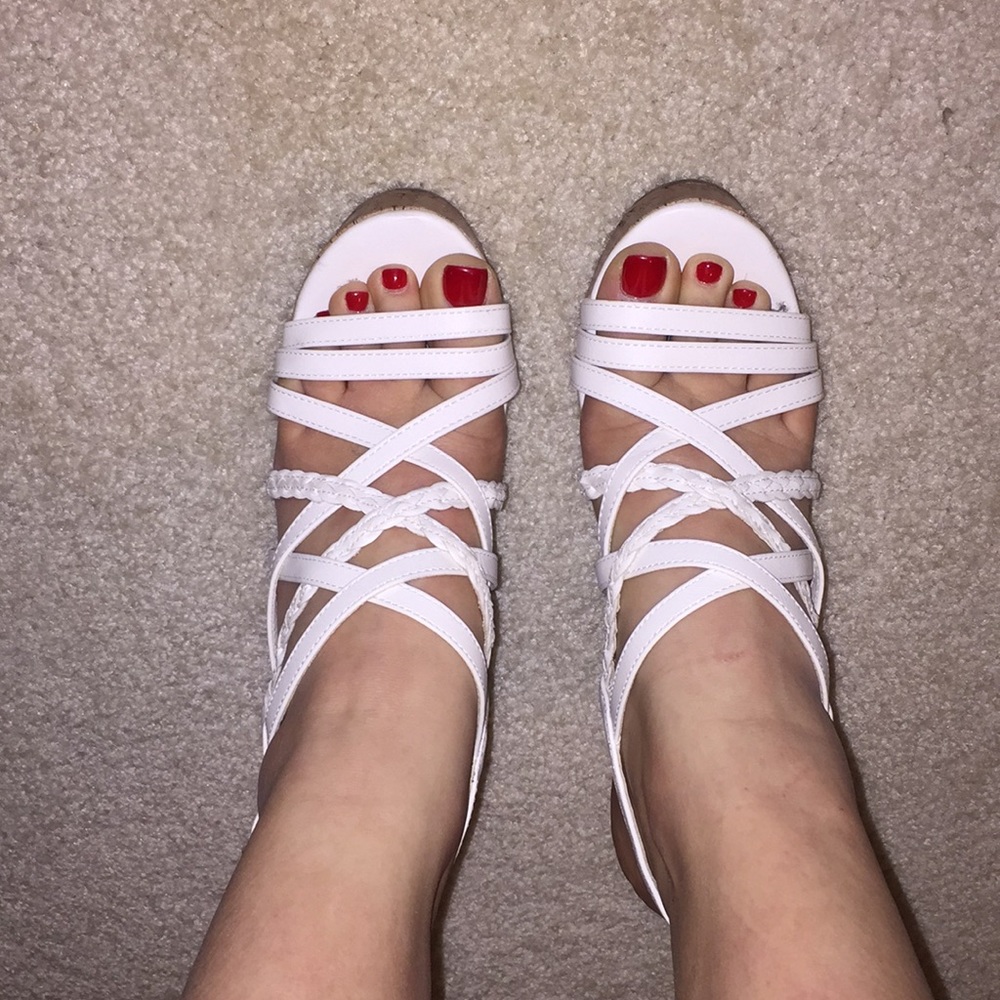 White strap wedges. Size 8.5